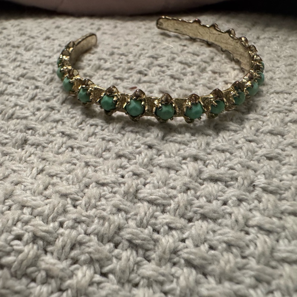 Kendra Scott gold and green stone bangle